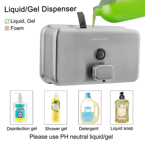 Metallic Anti Leak Commercial  Kitchen Soap Dispenser Stainless Steel For Hotels Restaurant