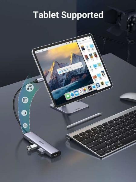 4 en 1 Hub USBC à USB Hub avec 4 ports USB 3.0 en aluminium Shell USB-C Hub pour ordinateur portable