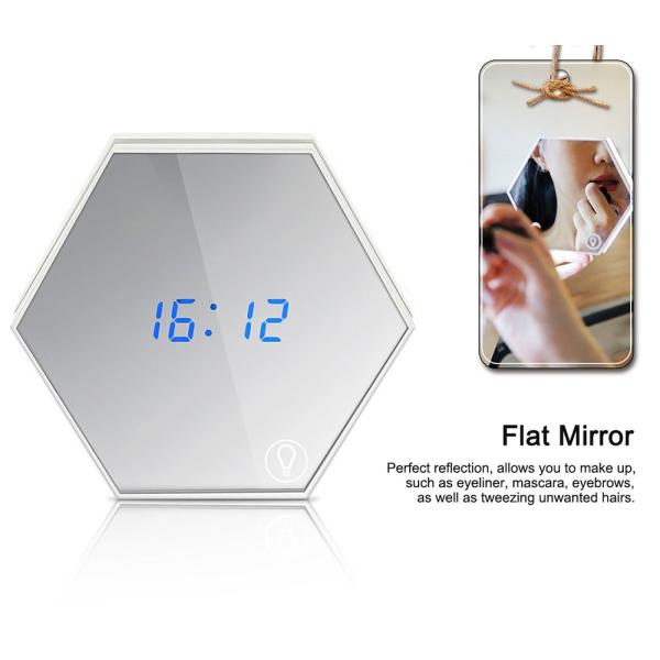 Multi-function Led Digital Alarm Clock Night Light Temperature Display Mirror Thermometer Touch Sensing Table Lamp