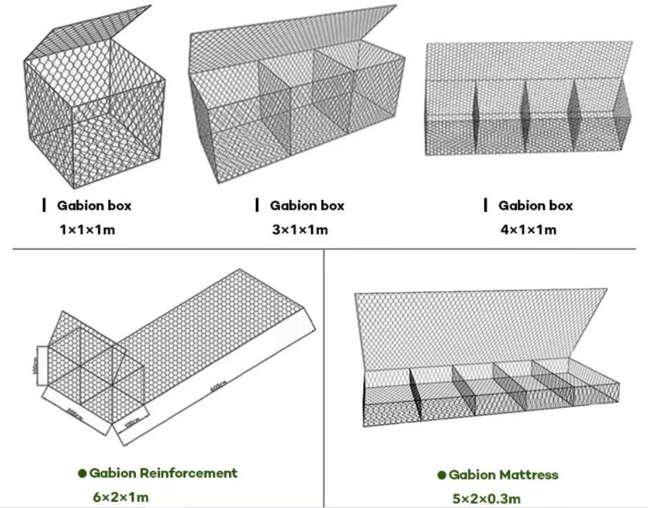 Woven Hexagonal Gabion Cage 80*100mm for River Protection