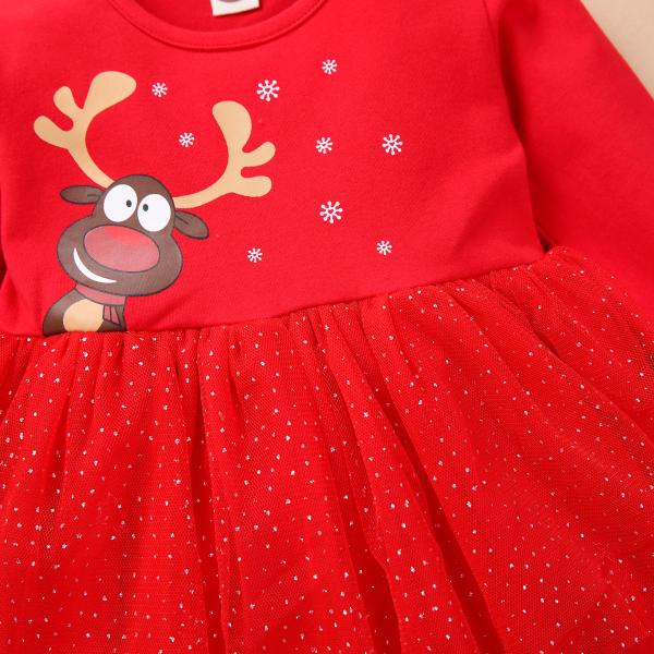 Child Festivals 120CM 47in Red Long Sleeve Summer Dresses Spring Autumn