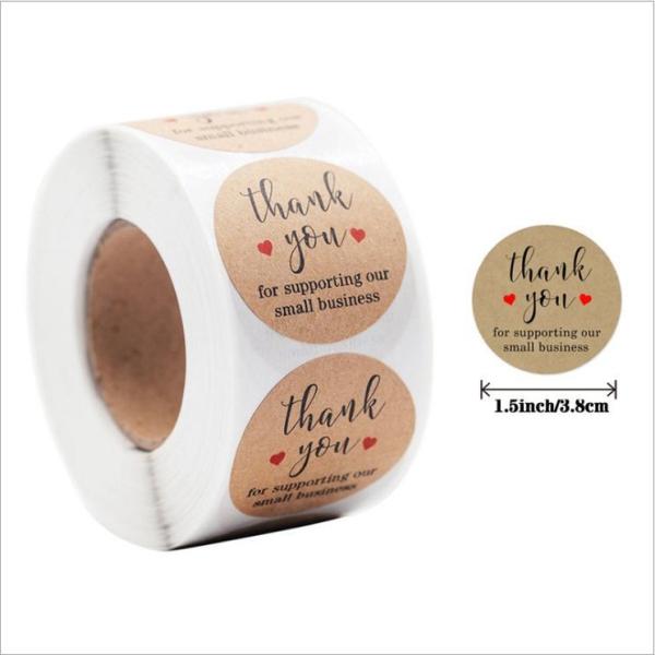 Cartoon Sticker with Hearts 1.5 500 Labels Per Roll Custom Color Small Business Gifts