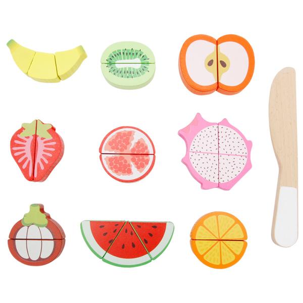 Вырезывание плода овощей игрушек кухни деревянное установило для детей