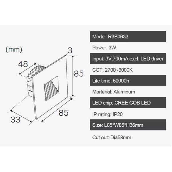 Mini Recessed Indoor Led Wall Lights , Stair Step White Wall Lights Changable Covers