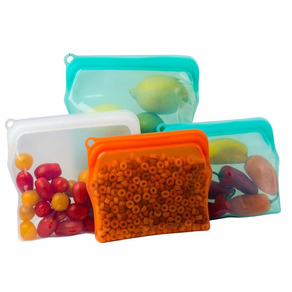 Многоразовые 100% силиконовые мешки для хранения еды Сэндвичи Снакс мешки Новое поколение Стоять на спине Zip контейнер для супа и остатков