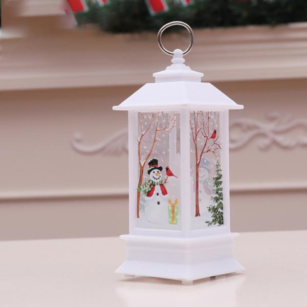 Battery Operated Snowman Led Lantern Christmas Flame Lamp Holiday Home Decor