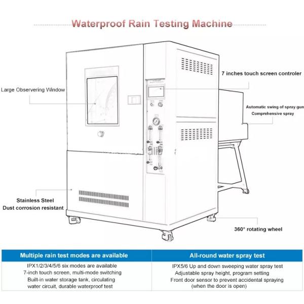 BOTO Sand Dust Resistance Weather Spraying Rain Test Chamber IP5X / IP6X