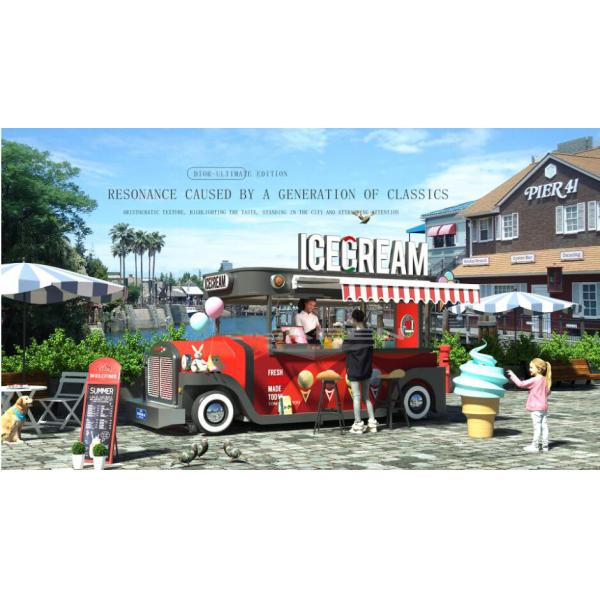 Electric Mobile Food Cart Trailer Hot Dog Vending Cart Ice Cream Push Cart