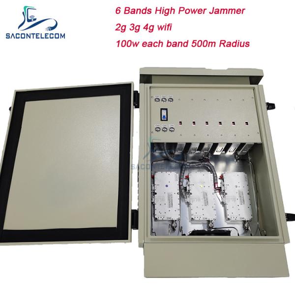 600W Waterproof Outdoor Bomb Jammer with 600m Radius for 5G 5.2G 5.8G Signal Blocking