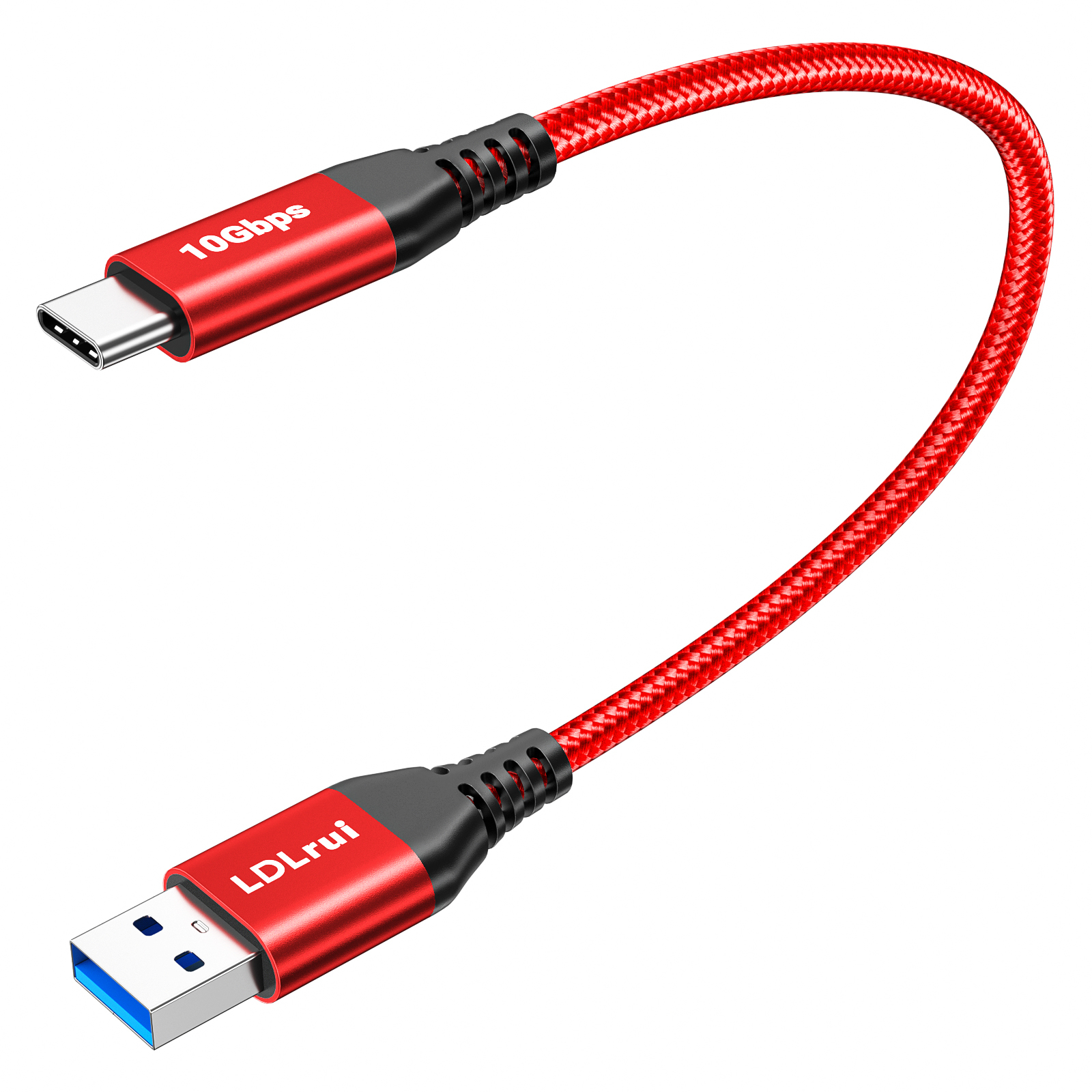 SuperSpeed USB C 10Gbps Cable Nylon Braided Fast Charge Cable Red For Smartphone