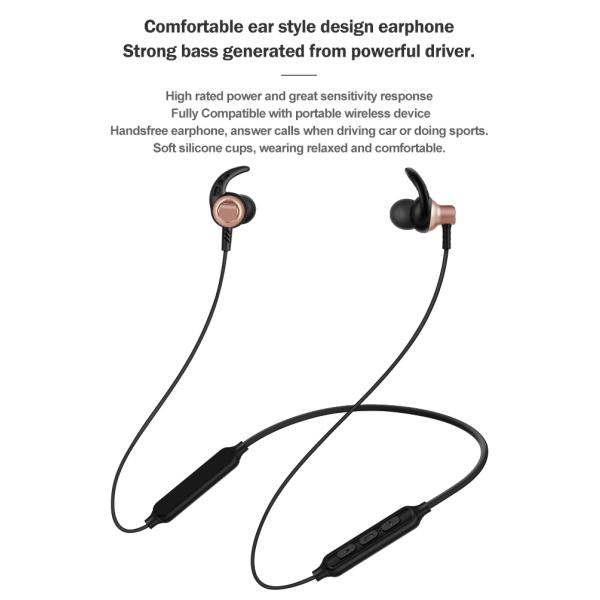 Volume Control Neckband Bluetooth Earphones 80mAH Stereo Bass