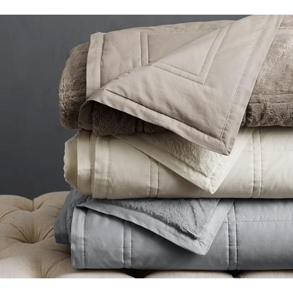 Pure Cotton Sateen Quilted Multiple Colors Luxury Oversized Couch Throw Blanket