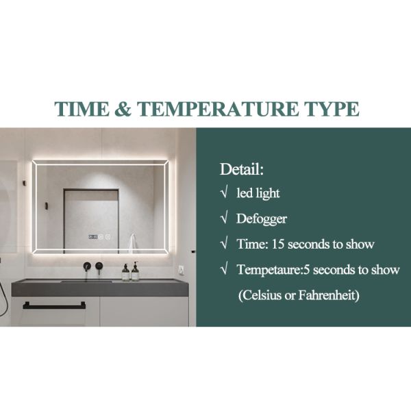 Anti Fog Hotel Mirrors Rectangle Bathroom Vanity Mirror Shatterproof