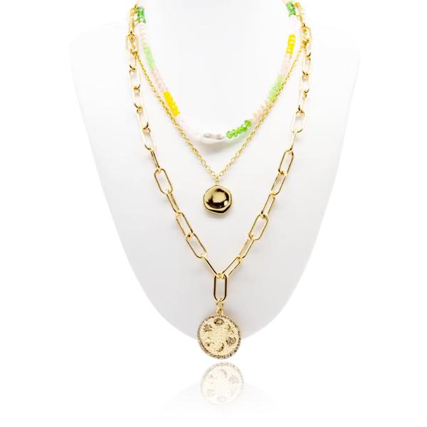 Collier d'or de mode de lune d'or ensemble de bijoux avec des perles de poire acrylique Collier pour femmes