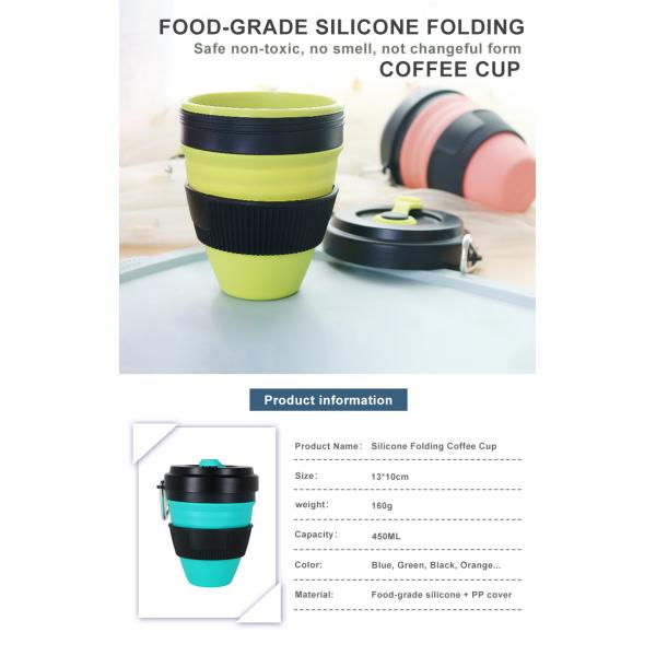 OEM ODM 450ML Novelty Collapsible Silicone Coffee Cup