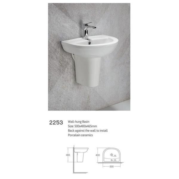 Lavabo en céramique suspendu au mur pour salle de bain, avec semi-colonne, pour le lavage des mains