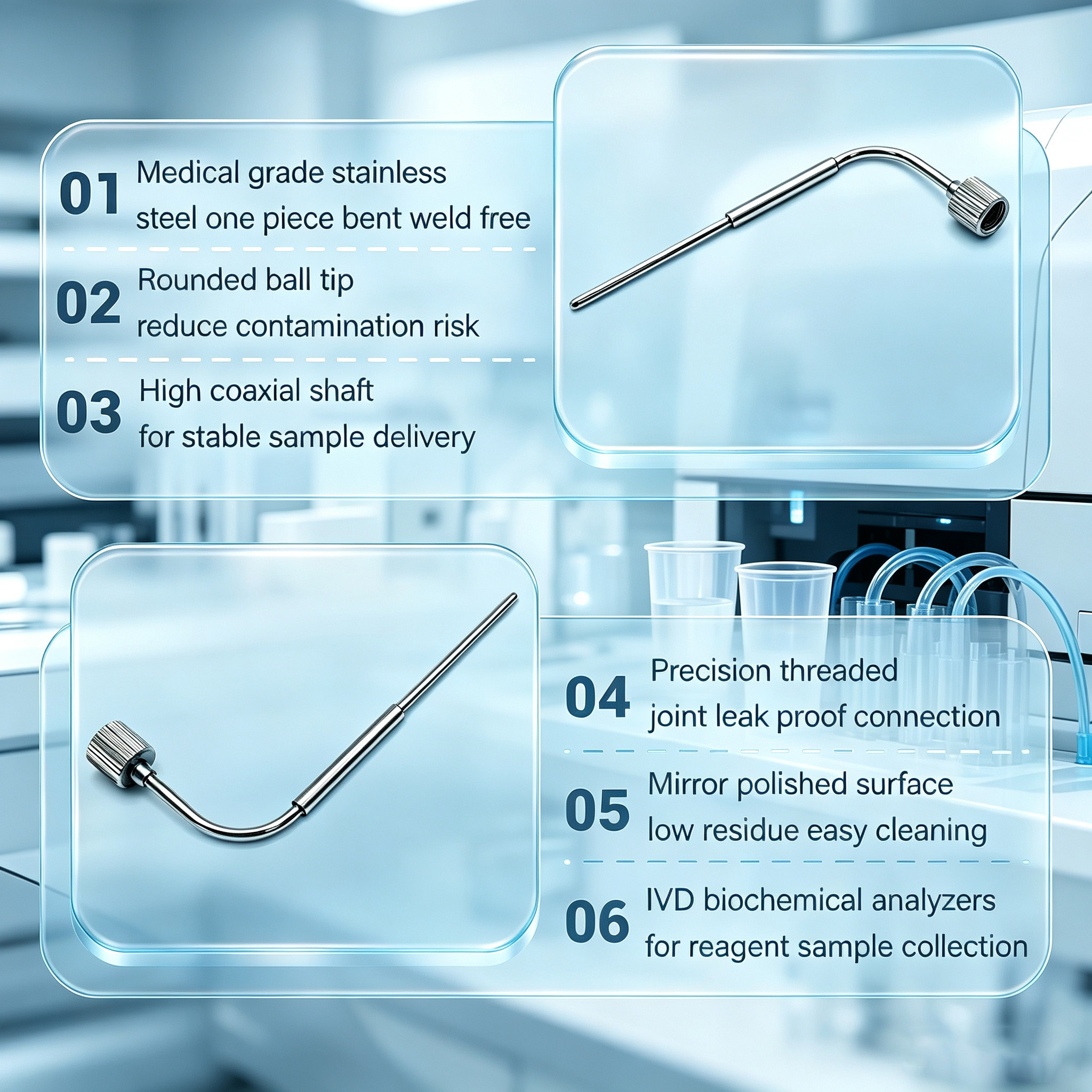 Customized In Vitro Diagnostic Accessory With Angled Bend Shaft