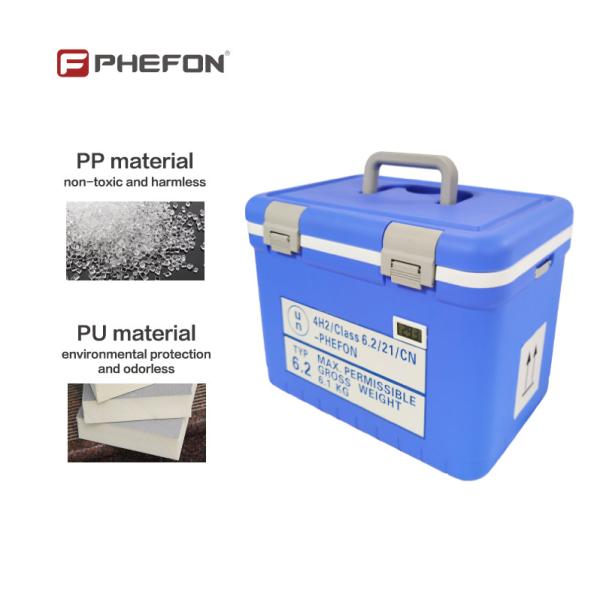 Cuadro de transporte de muestras de Phefon 18L Refrigeradores de cadena de frío UN2814
