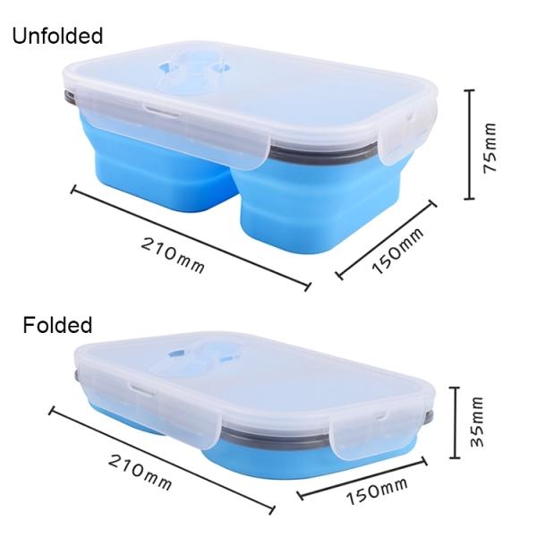 2 Compartment Lunch Box Silicone Household Products Collapsible Lunch Containers