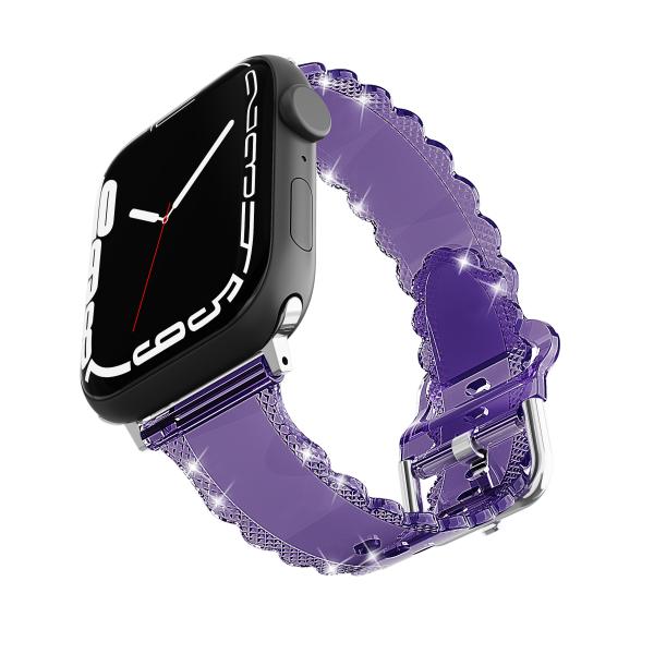 Estilo de lujo popular para el reloj Apple 45mm Clear Glitter Lace Diamond Replacement Band