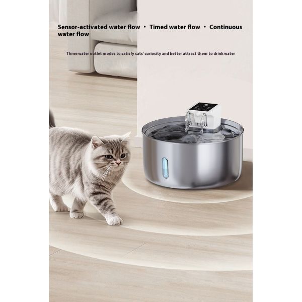 7L Rechargeable Stainless Steel ABS IPX5 Waterproof Pet Water Dispenser Large Capacity Dog Bowl Automatic Water Circulation