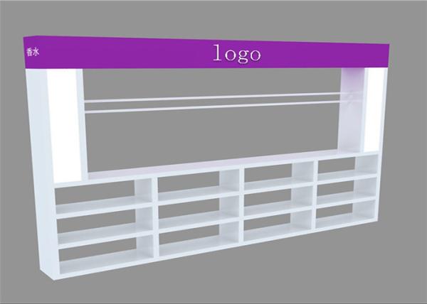 Pink Fashion Cosmetic Store Furniture / Makeup Display Showcase With Led Light