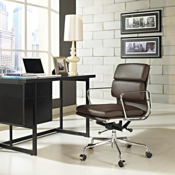 Low Back Aluminum Group Management Chair Genuine Leather Upholstery Material
