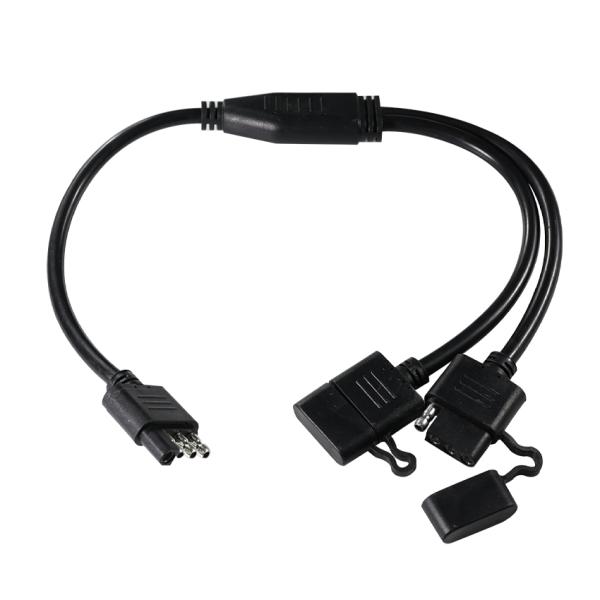 3-Way Y Splitter Trailer Light Wiring Harness 1.2M Black PVC