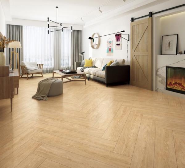 Carreaux de sol en brique pour la chambre à coucher et jaune 250x1500mm bandes de porcelaine en bois durable pour le bureau