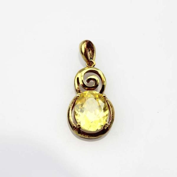 18k Yellow Gold Plated  Silver Jewelry Yellow Citrine Cubic Zircon Pendant(PSJ0414)