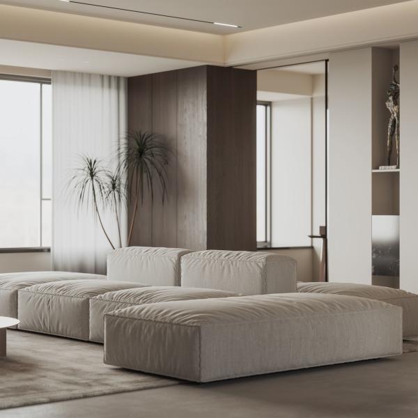 Design de casa inteira cremosa contemporânea Beige Mobiliário doméstico Design de gabinete de cozinha
