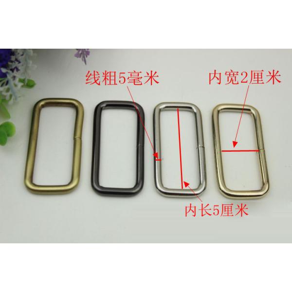 Wholesale 50 mm light gold metal wire iron square ring strap buckle for bags