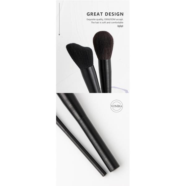 Естественный набор щетки 12pcs макияжа волос Vegan с ручкой металла черного провода рисуя