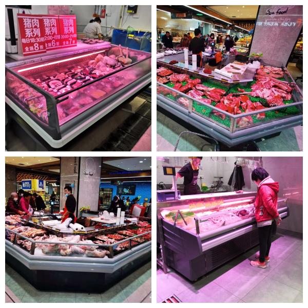 2.5М Морская пища холодильник морозильник мясо дисплей морозильник супермаркет мясо дисплей холодильник для продажи