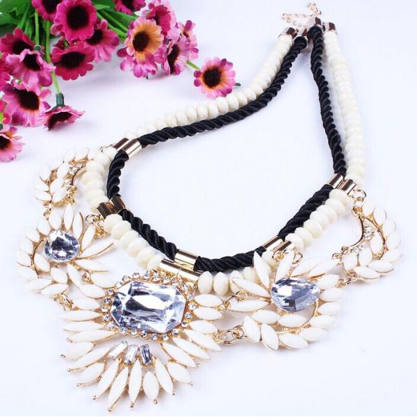 European and American big fashion temperament exotic beads double chain necklace clavicle