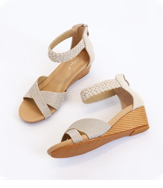 BS113 Sandals Women 2021 New European And American Fashion Summer Ladies Shoes Woven Roman Fashion Wedges Sandals Beach
