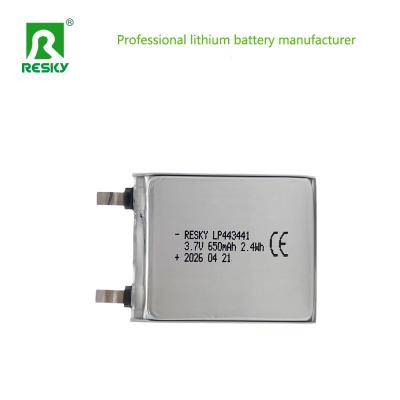 Factory Single Lithium Battery Cell 443441 3.7V 650mAh Rechargeable Lipo Battery For Portable Beauty