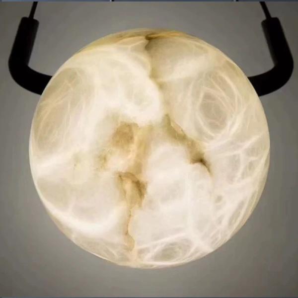 Wholesale Iron Modern Restaurant Pendant Lamp For Bedroom Bedside Dinning Room Luxury Alabaster Marble Ball Pendant Light