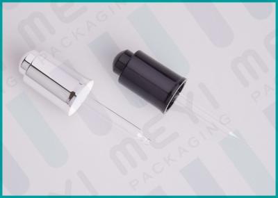18/410 Glass Oil Dropper With ABS Material UV Shiny Silver Press Button