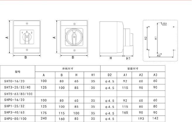 IP65 Waterproof of Power Main Switch  Rotary Isolator Switch 3 Phase 20a with 3 Pole Disconnect Switch
