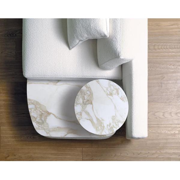 Flexible C Table Sofa Chair White Marble Finish Iron Base Side Table