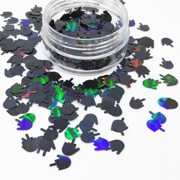Wedding Event Parties 3D Polyester Hands with Holographic Silver Black Middle Finger Glitter and Other Holiday Supplies