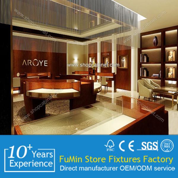 Luxurious Wooden Jewelry Display Showcases With LED lights for jewelry store