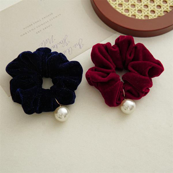 Autumn winter velvet covered beaded hair scrunchies stars accessories all tie hair bright silk bands