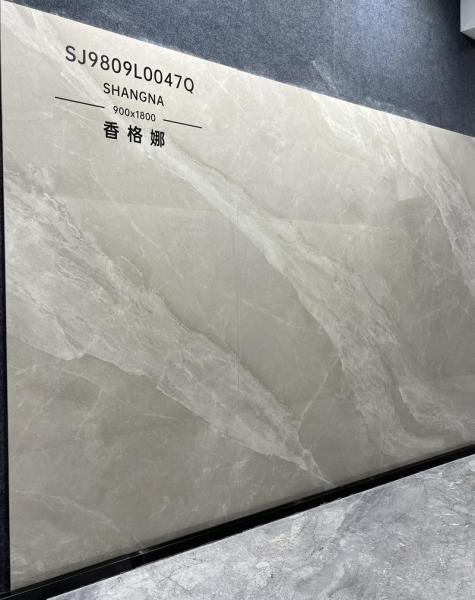 Light Yellow Polished Glazed Tile 900x1800mm Indoor Floor
