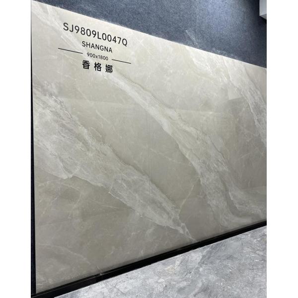 Light Yellow Polished Glazed Tile 900x1800mm Indoor Floor