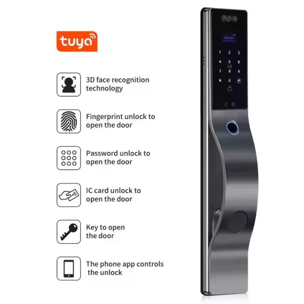 ツヤ スマート 指紋付き 顔認識 ドアロック スマート電子ロック