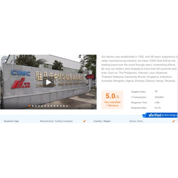 13750*2550*3850mm CIMC HUAJUN 3 Axles T700/Q345 Steel Cargo Transport Box Trailer 2021