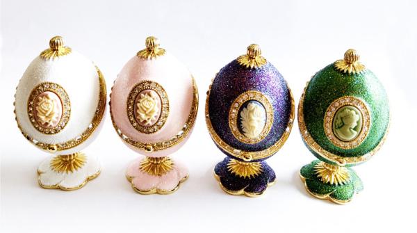 Luxury RoseFaberge Easter Eggs Jewelry Box Russian Royal Case Metal Faberge Egg Faberge Egg Jewerly Trinke t Box