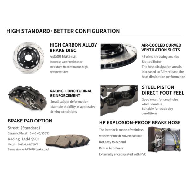 Systèmes de freinage avant de voiture à 4 pistons P42-super 15 16 pouces, étrier de frein OEM, kit de gros freins modifié pour 
Subaru VW Honda Toyota Mitsubishi